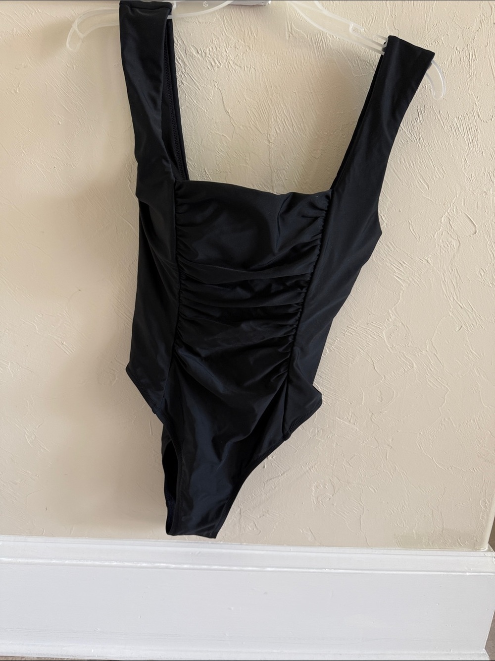 J Crew Black Ruched One-Piece Swimsuit